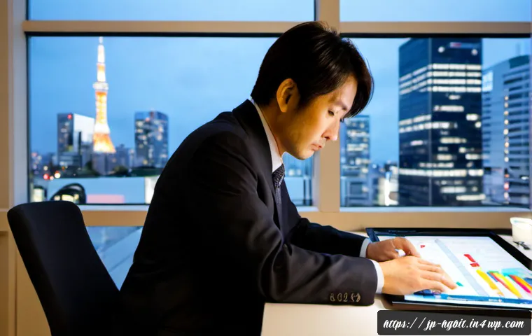 회복탄력성을 위한 위험 관리 전략 - Photorealistic Japanese business professional in a modern Tokyo office calmly reviewing a risk manag...